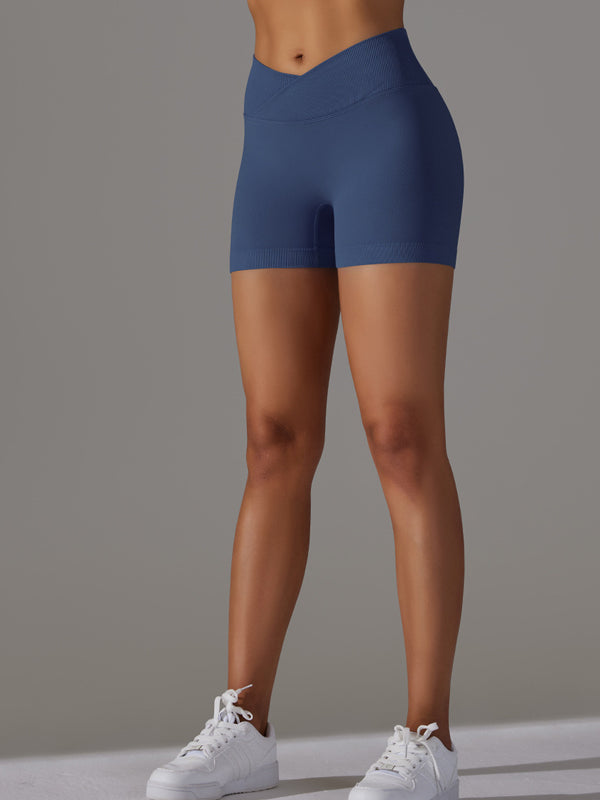 Flexvibe 3-Inch Knitted Yoga Shorts - Cross-Waist Butt Lifting Breathable Workout