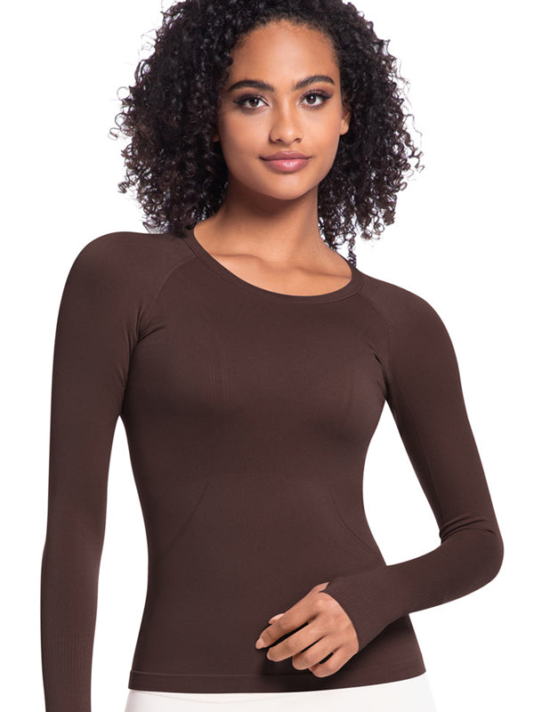 Flexvibe Seamless One-Piece Sports Top - Quick-Drying Slim-Fit Figure-Flattering Long Sleeve