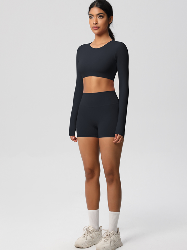 Flexvibe Double-Sided Brushed Yoga Wear Set - High-Waisted Stretchy Moisture-Wicking Activewear