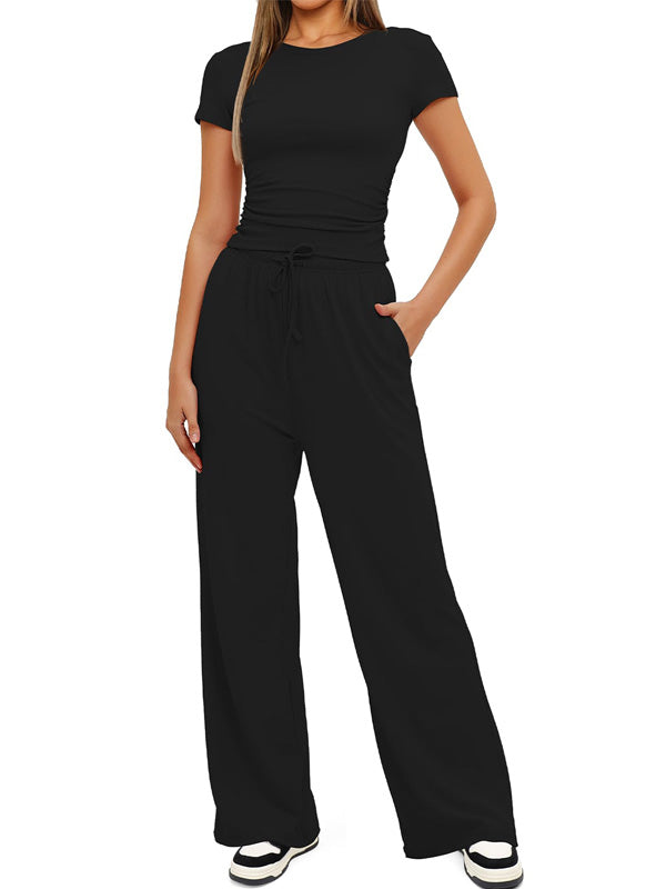 Flexvibe Solid Long-Sleeve 2-Piece Activewear Set | Crop Top + Leggings, Seamless, 6 Colors, XS–2XL