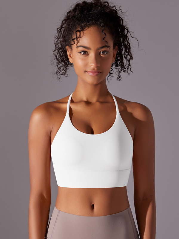 Flexvibe Double-Sided Nylon Sports Bra Cross Back Fixed Cup High Elastic