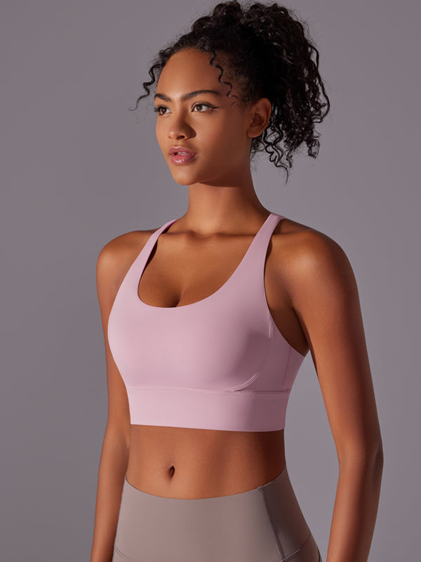 Flexvibe Double-Sided Brushed Sports Bra Cross Back Shockproof Fixed Pad