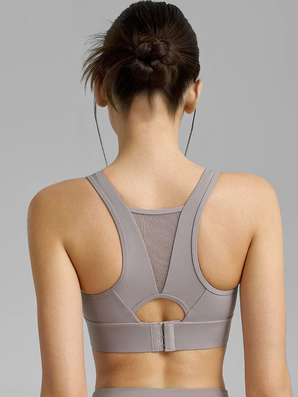 Flexvibe Shockproof High Support Mesh Panel Sports Bra - Removable Pads Breathable S-3XL
