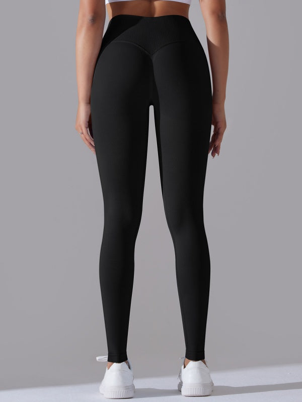 Flexvibe High Waisted Crisscross Waist Yoga Leggings - Seamless Knit Butt Lifting Solid Color
