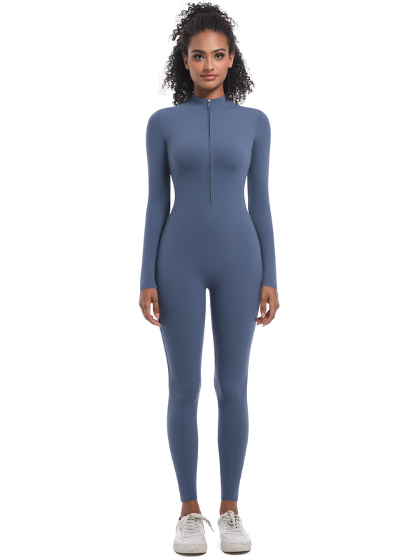 Flexvibe Women’s Yoga Pilates Bodysuit - Half-Zip Slim-Fit Breathable Athletic Wear