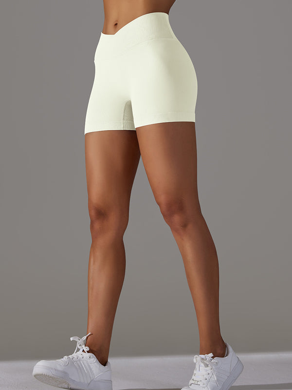 Flexvibe 3-Inch Knitted Yoga Shorts - Cross-Waist Butt Lifting Breathable Workout