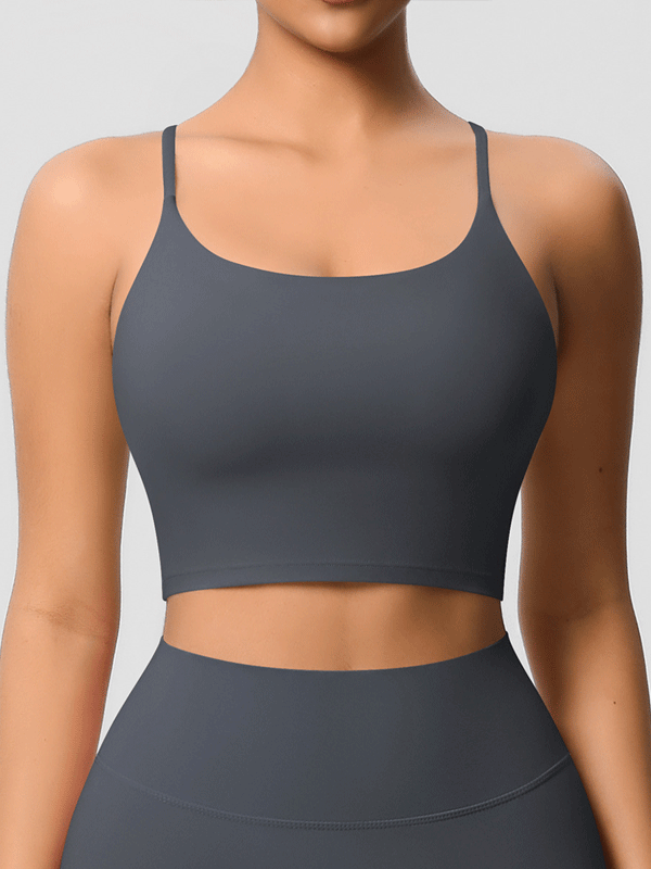 Flexvibe Double-Sided Fleece Thin-Strap Sports Bra - Abdominal Shaping Gym Yoga