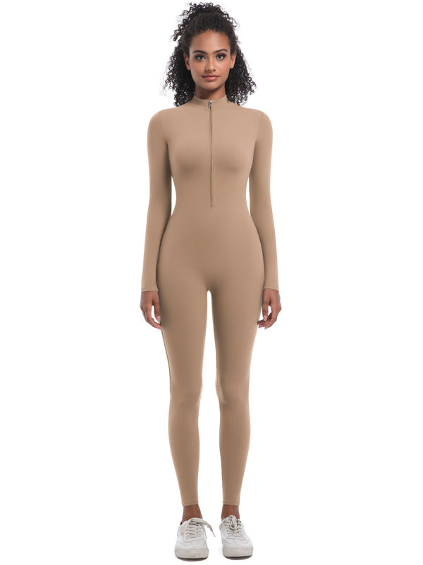 Flexvibe Women’s Yoga Pilates Bodysuit - Half-Zip Slim-Fit Breathable Athletic Wear