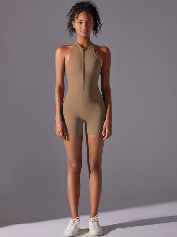 Flexvibe Sports Backless Bodysuit - Stretchy Breathable Moisture-Wicking Workout Wear