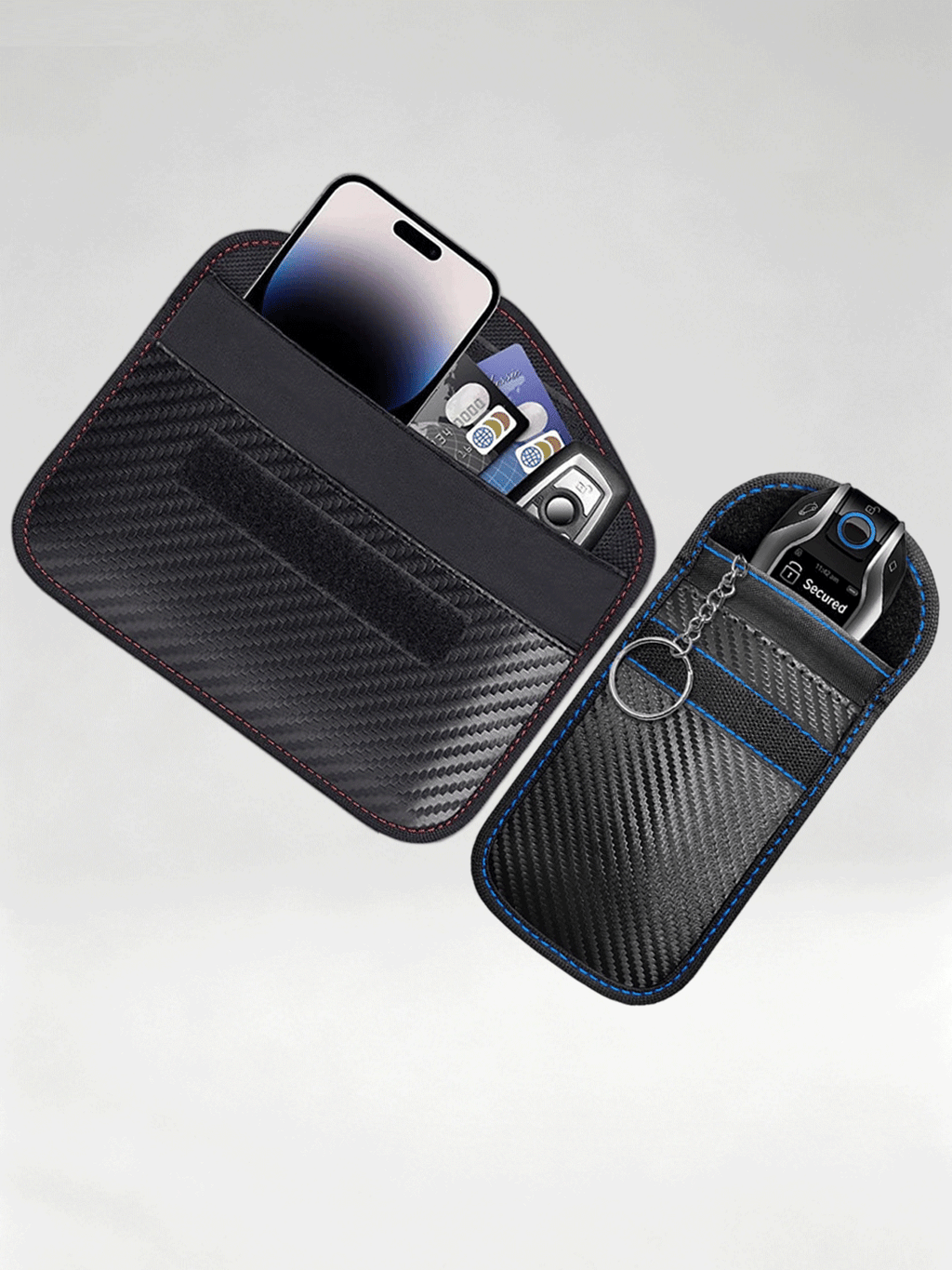 Flexvibe Carbon Fiber Car Key Fob Pouch, RFID Blocking Anti Scan Signal Shielding Key Case