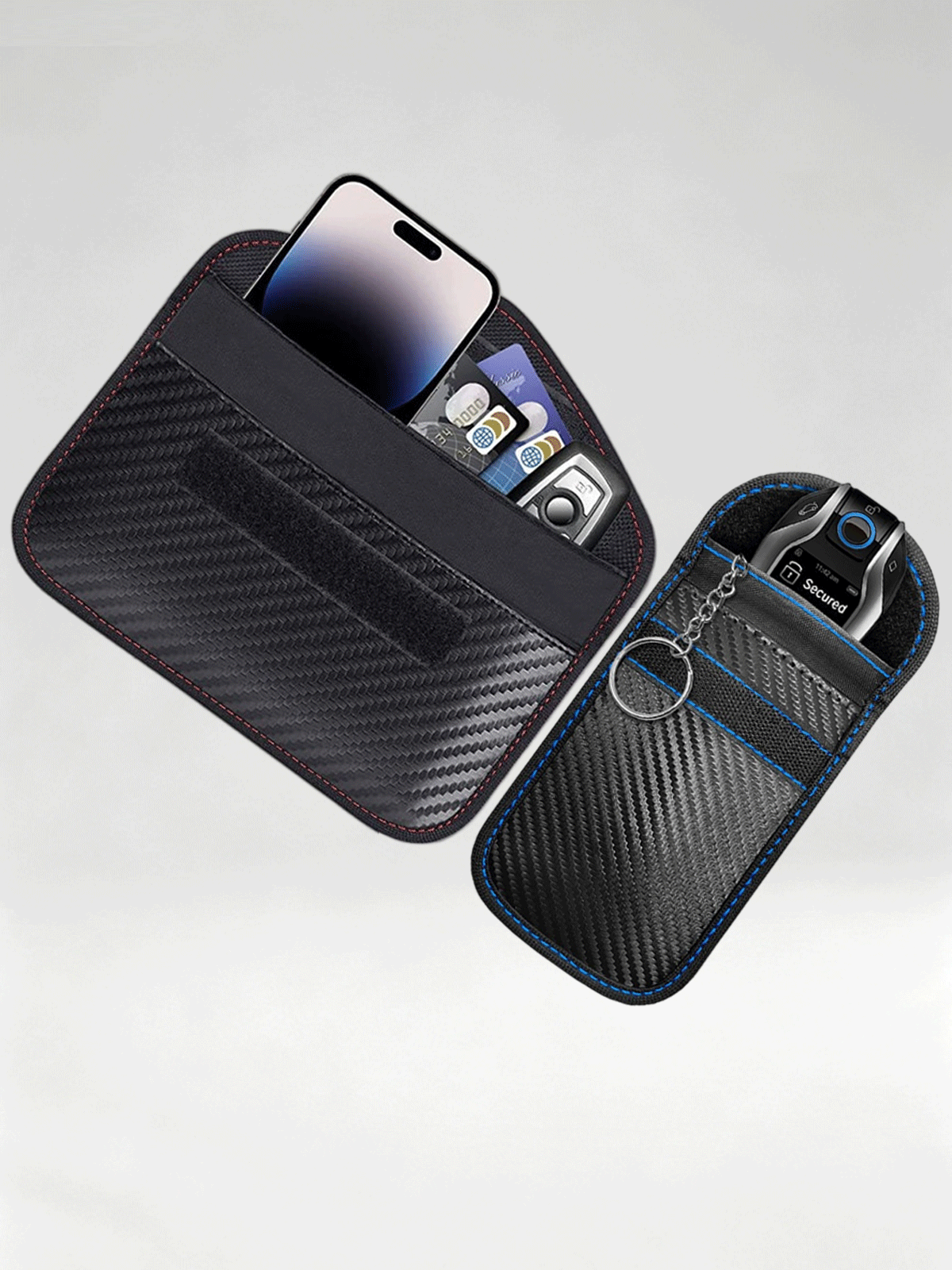 Flexvibe Carbon Fiber Car Key Fob Pouch, RFID Blocking Anti Scan Signal Shielding Key Case
