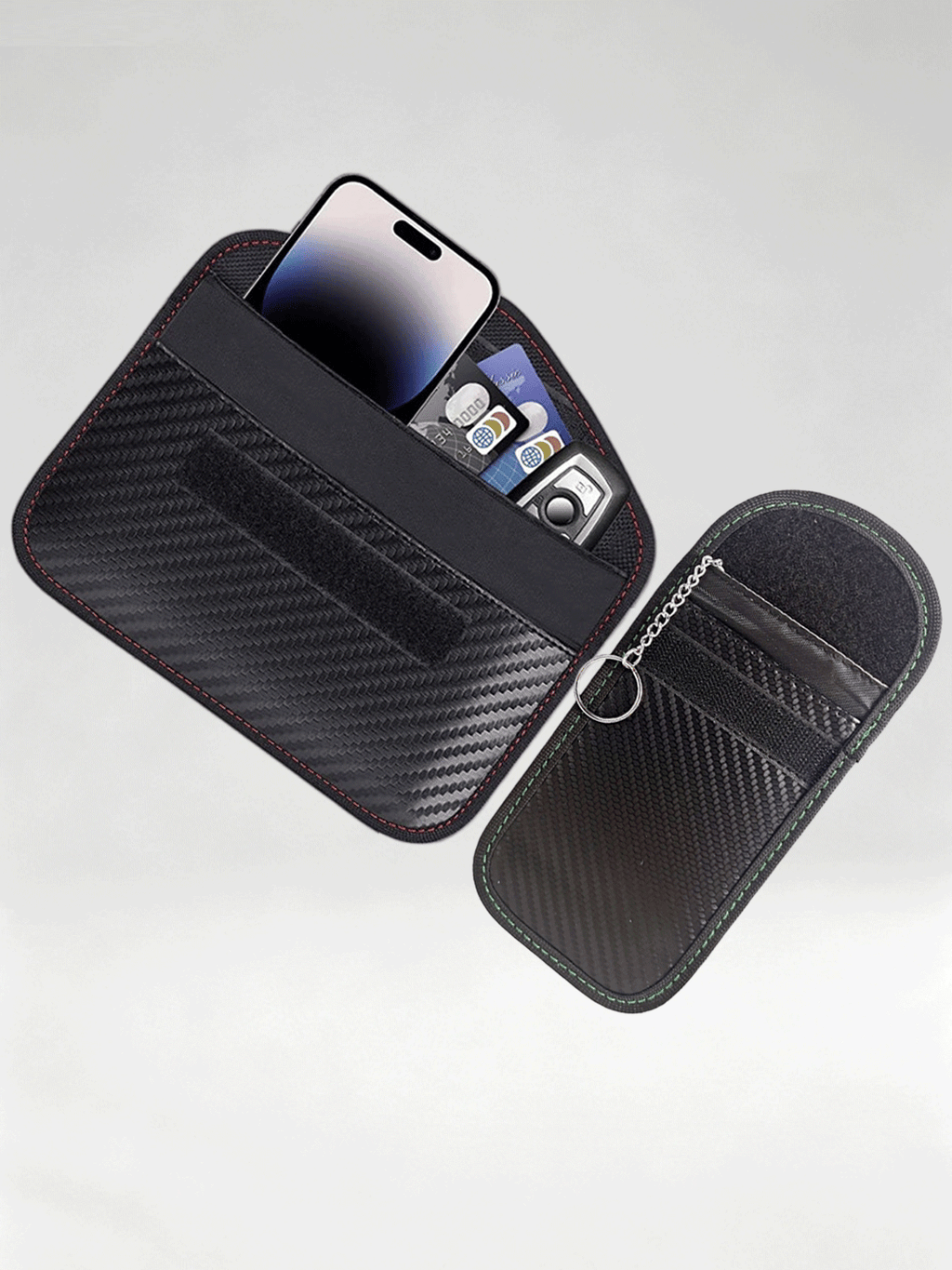 Flexvibe Carbon Fiber Car Key Fob Pouch, RFID Blocking Anti Scan Signal Shielding Key Case