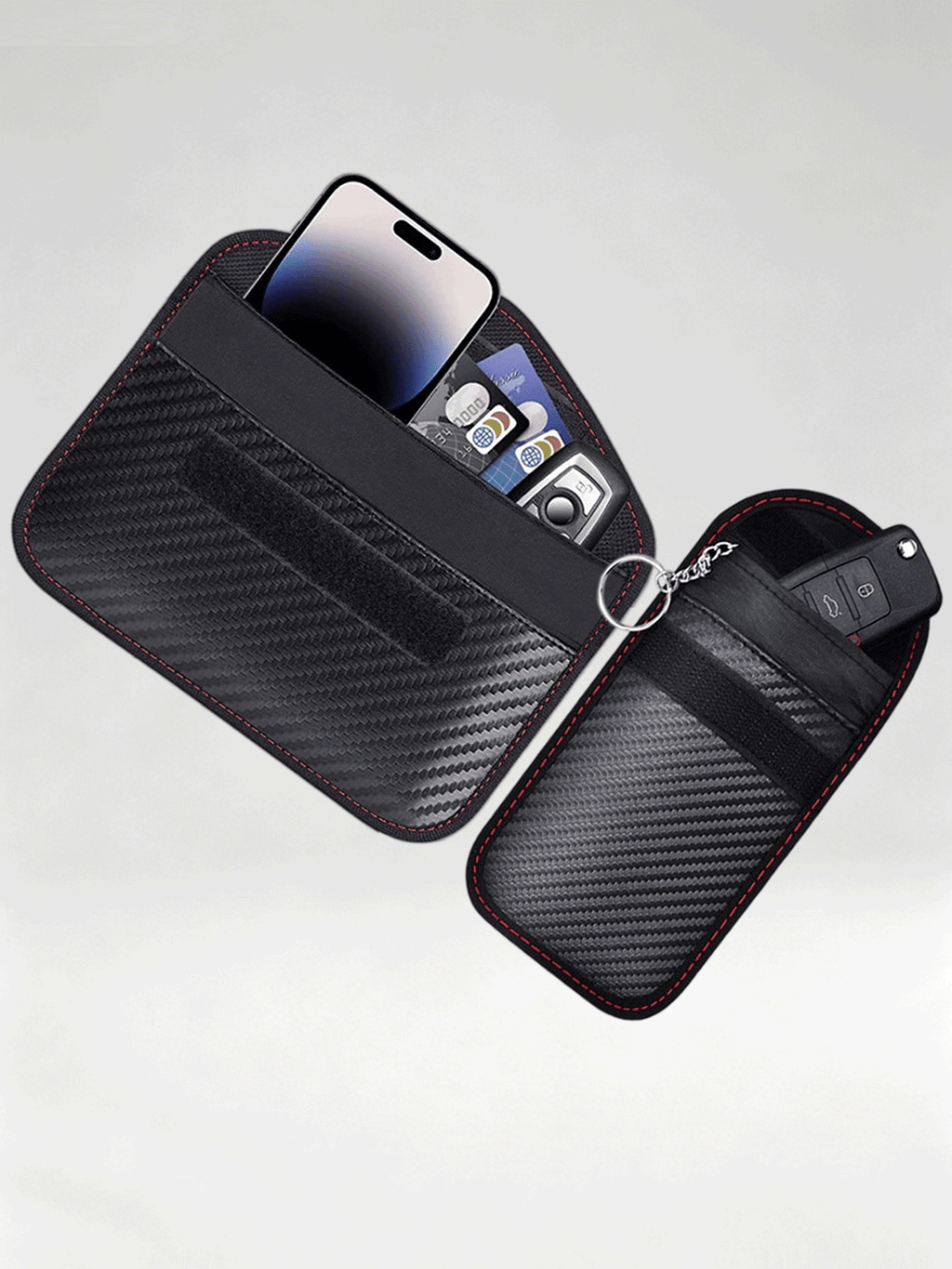 Flexvibe Carbon Fiber Car Key Fob Pouch, RFID Blocking Anti Scan Signal Shielding Key Case