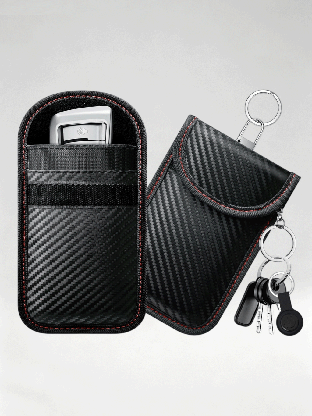 Flexvibe Carbon Fiber Car Key Fob Pouch, RFID Blocking Anti Scan Signal Shielding Key Case