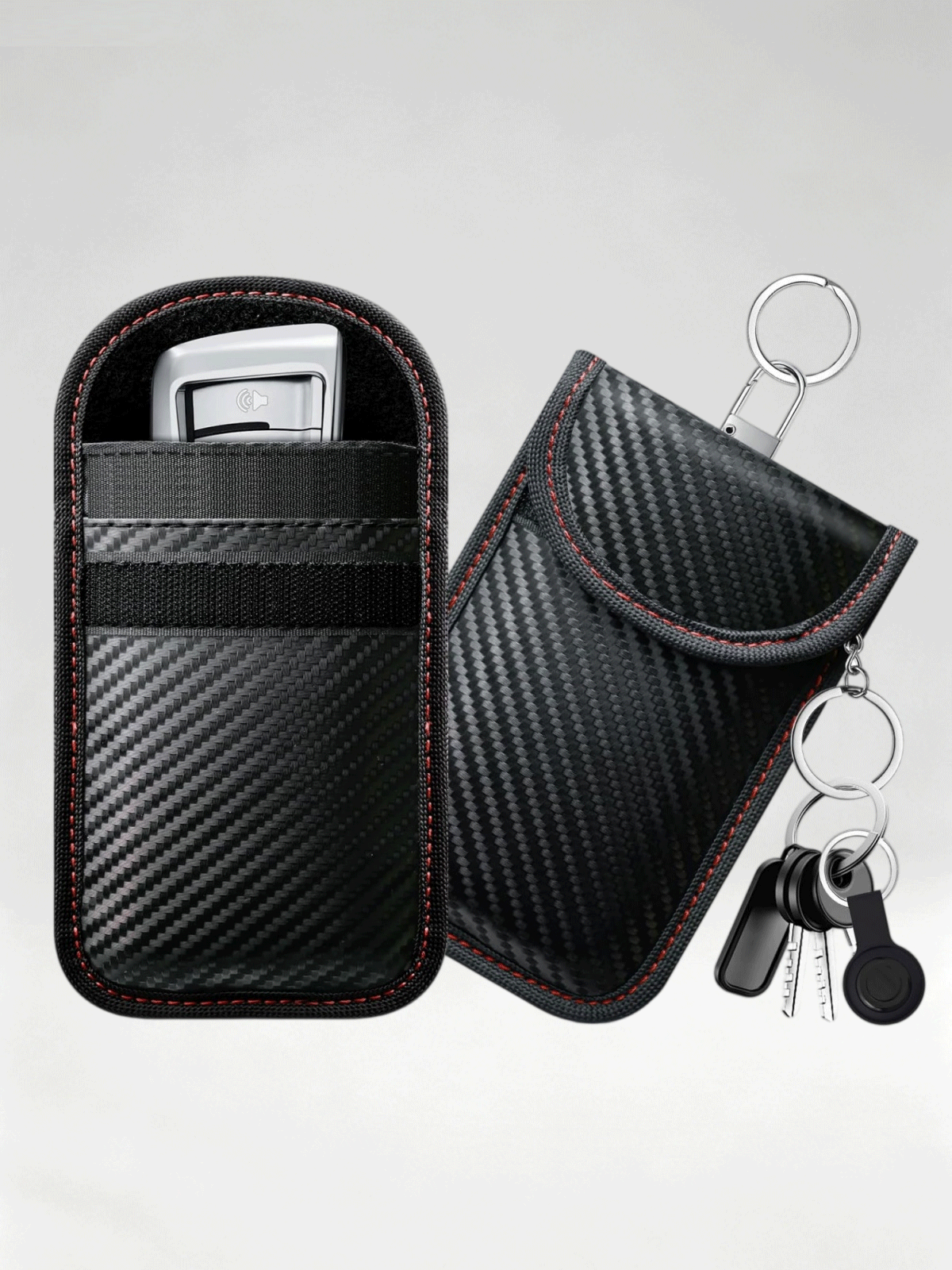 Flexvibe Carbon Fiber Car Key Fob Pouch, RFID Blocking Anti Scan Signal Shielding Key Case