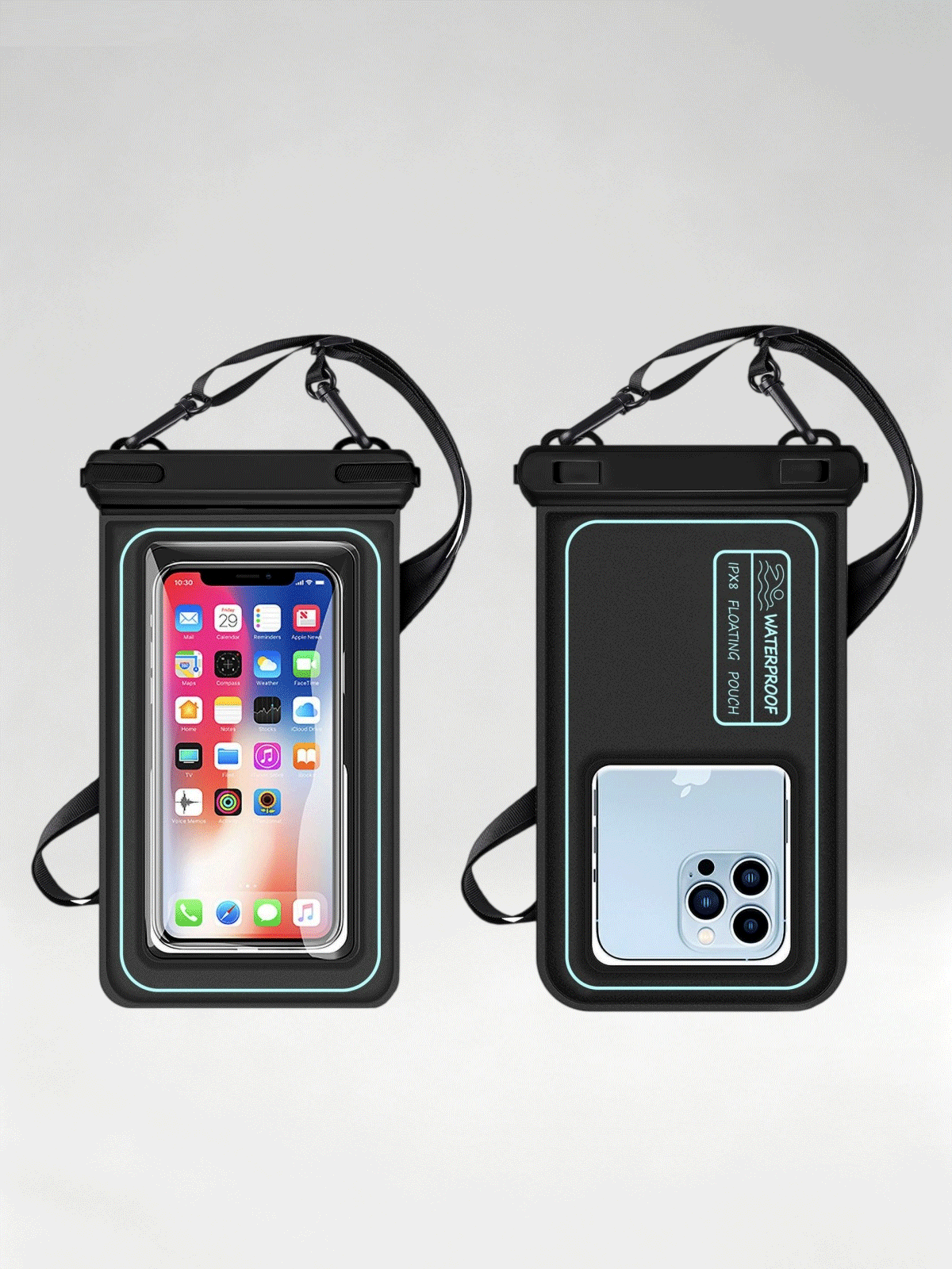 Flexvibe Floating Waterproof Phone Pouch with Dual Hooks, Touch Screen Dry Bag for Swimming