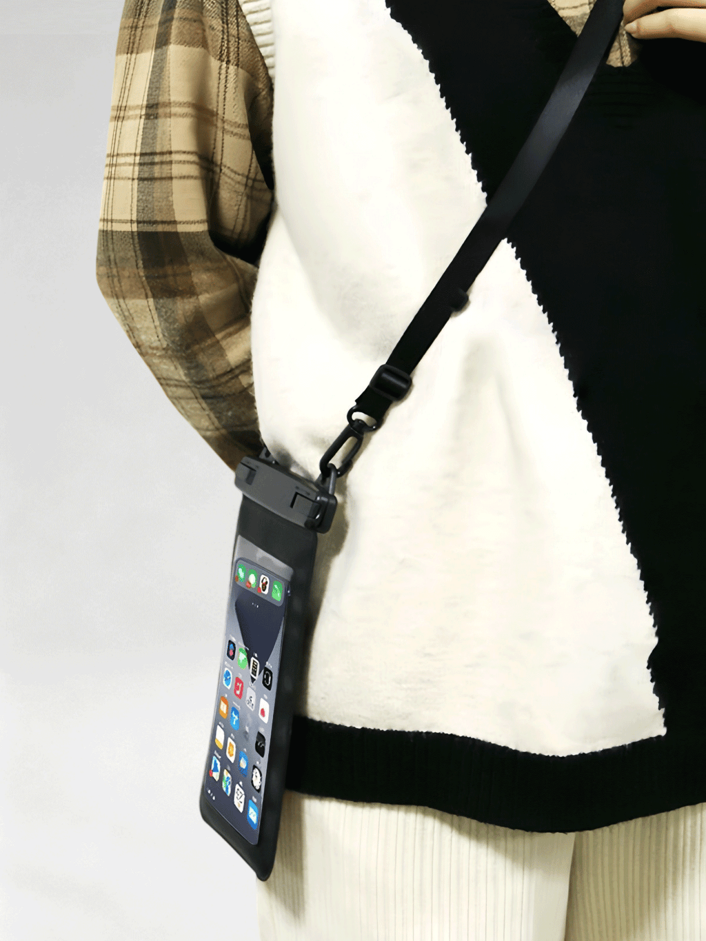 Flexvibe Floating Waterproof Phone Pouch with Dual Hooks, Touch Screen Dry Bag for Swimming