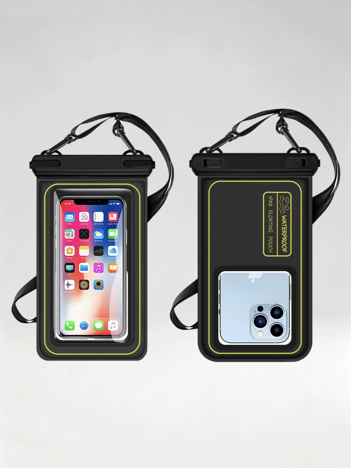Flexvibe Floating Waterproof Phone Pouch with Dual Hooks, Touch Screen Dry Bag for Swimming