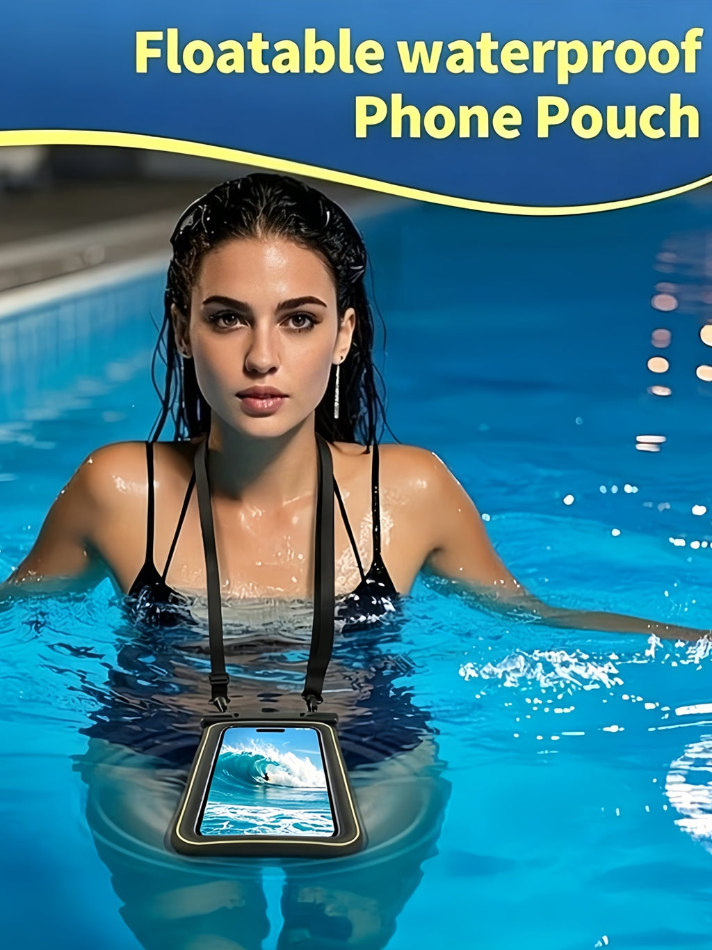 Flexvibe Floating Waterproof Phone Pouch with Dual Hooks, Touch Screen Dry Bag for Swimming