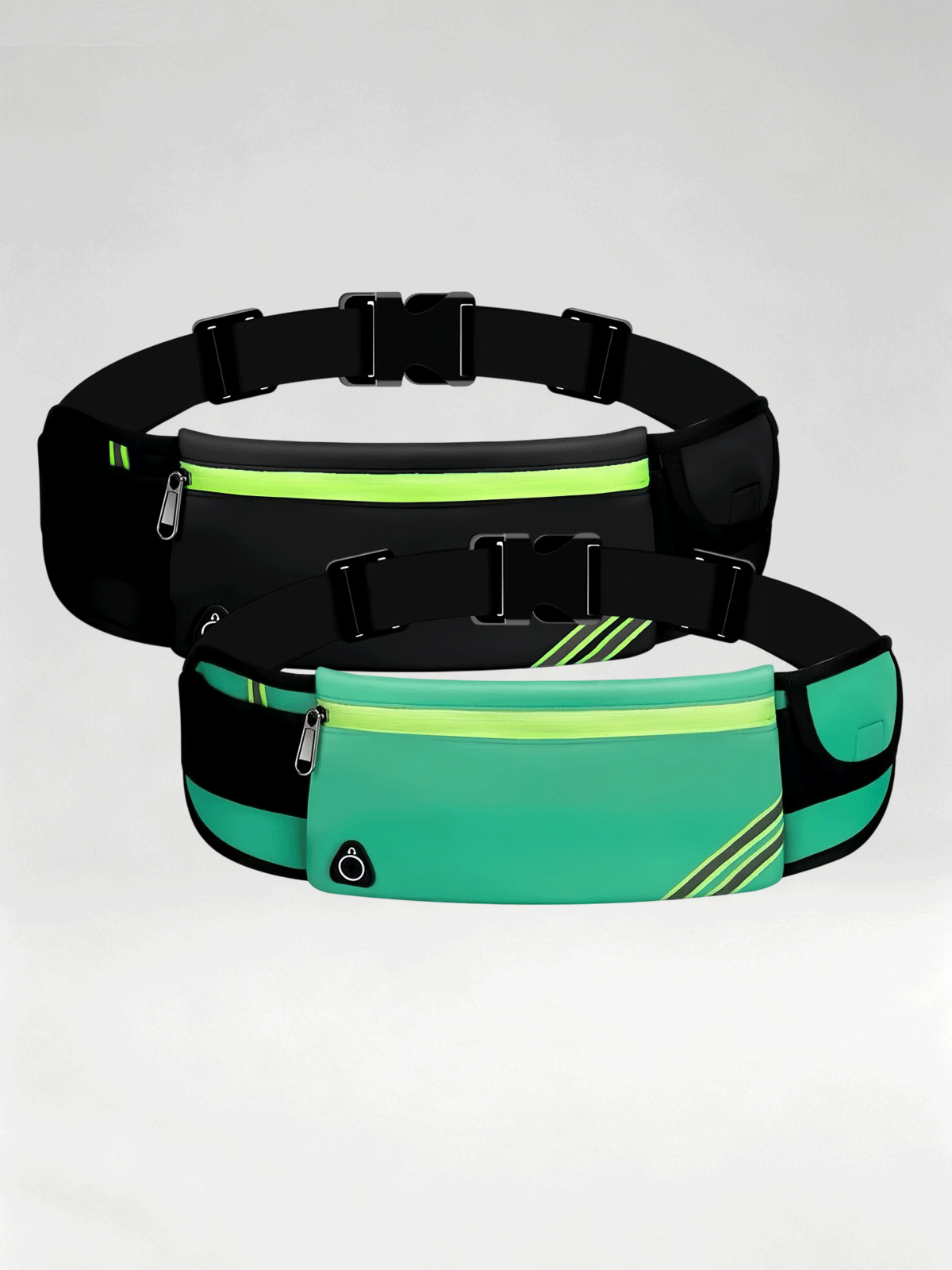 Flexvibe 2 Pack Reflective Running Waist Bag, Waterproof Phone Fanny Pack for Fitness Travel Marathon Men Women