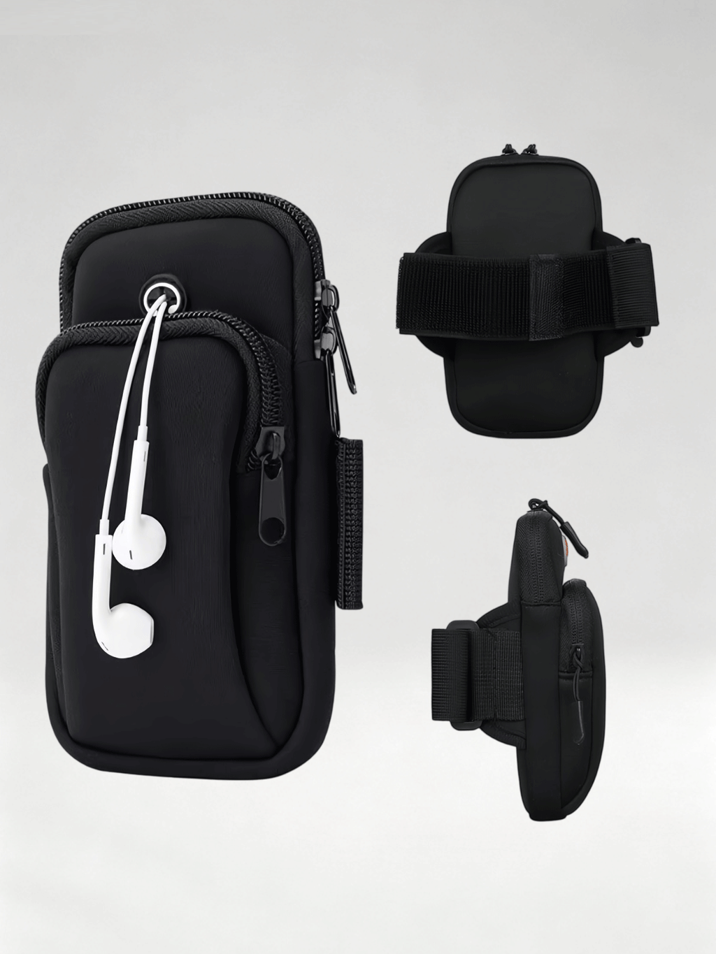 Flexvibe Waterproof Running Phone Armband and Adjustable Sports Arm Wrist Pouch Black