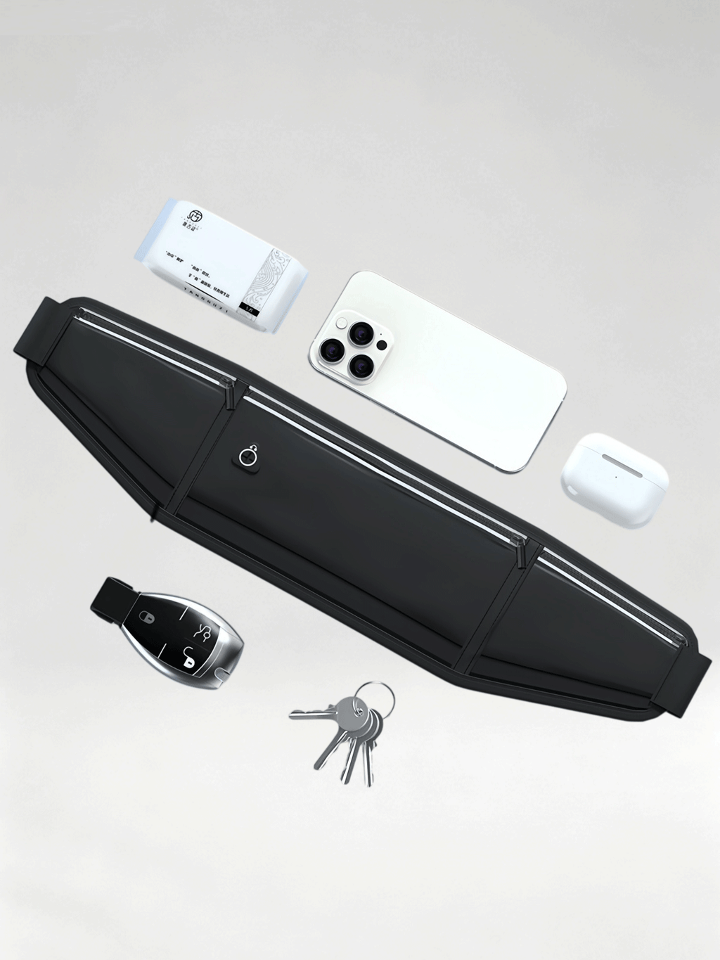 Flexvibe Running Phone Waist Bag, Waterproof Slim Invisible Belt Pouch for Men Women Marathon Outdoor Sports