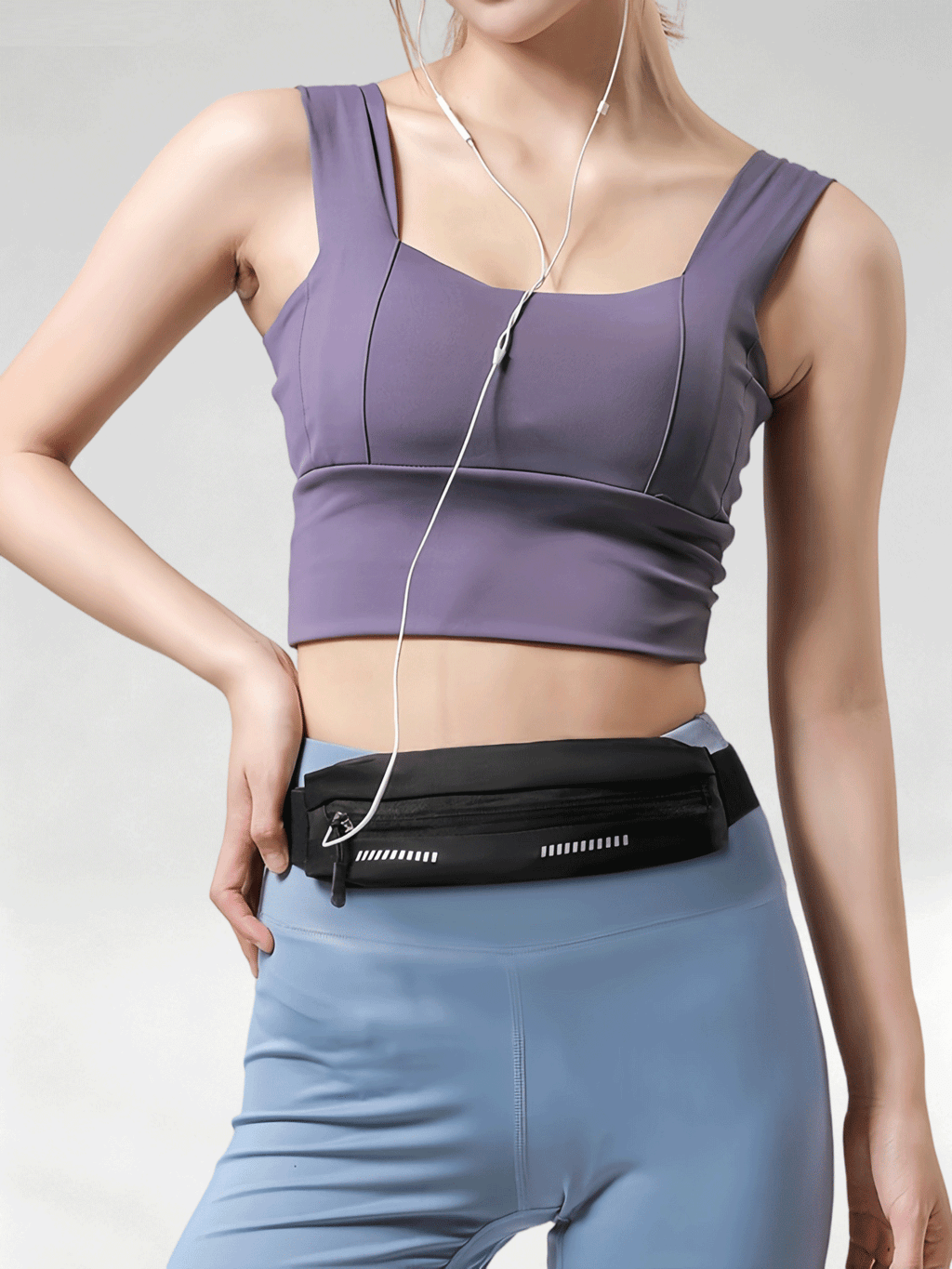 Flexvibe Slim Waterproof Invisible Running Fanny Pack and Phone Waist Belt Black