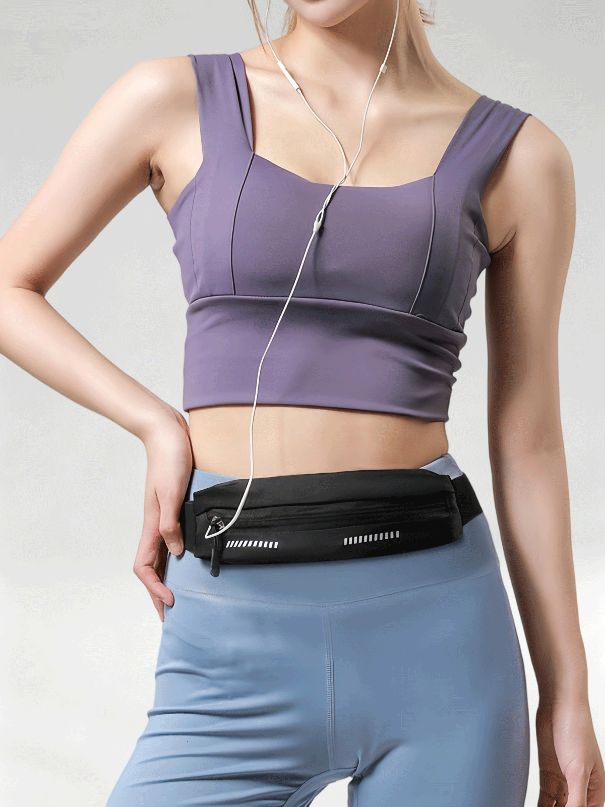 Flexvibe Slim Waterproof Invisible Running Fanny Pack and Phone Waist Belt Black