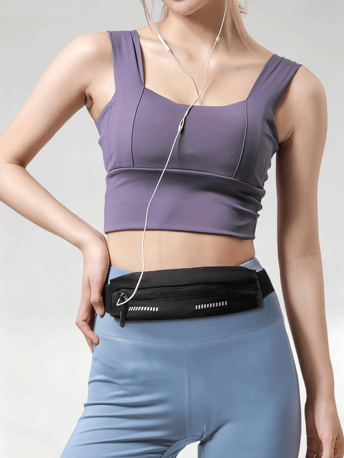 Flexvibe Slim Waterproof Invisible Running Fanny Pack and Phone Waist Belt Black