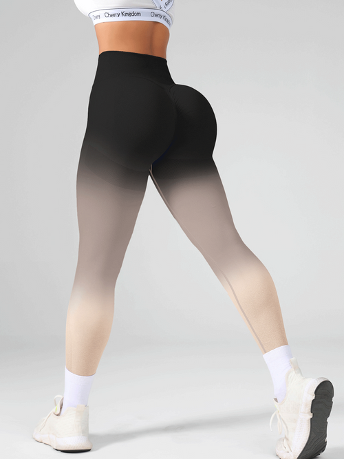 Flexvibe Gradient High Waist Naked Feel Yoga Leggings, No Camel Toe Tummy Control Butt Lifting Quick Dry Pants