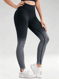 Flexvibe Black and Heather Grey Gradient High-Stretch Seamless Knit Yoga Leggings Side View