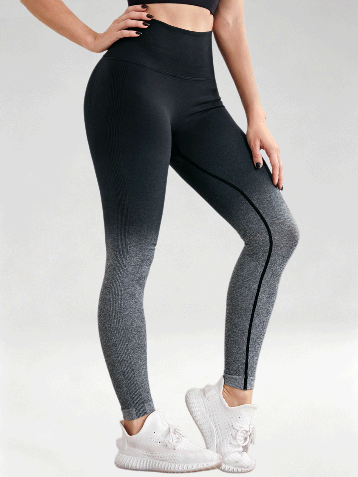 Flexvibe Seamless Knit High Stretch Yoga Leggings, High Waist Butt Lifting Workout Pants for Women
