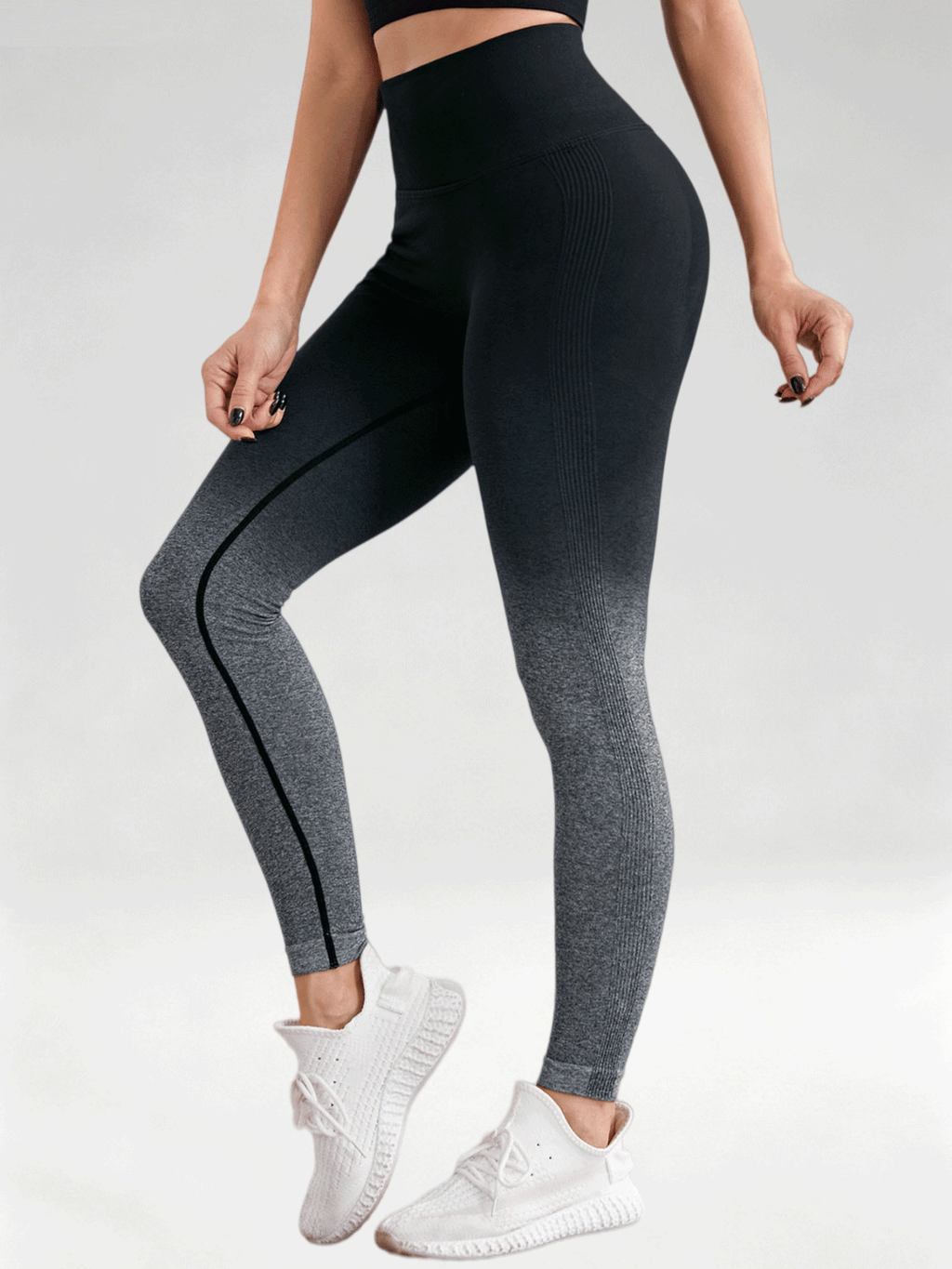 Flexvibe Seamless Knit High Stretch Yoga Leggings, High Waist Butt Lifting Workout Pants for Women