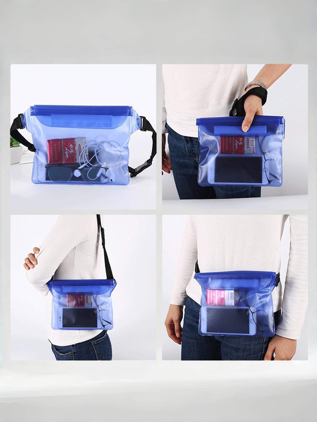 Flexvibe 2 Pack Outdoor PVC Waterproof Waist Bag, Floating Phone Dry Pouch for Rafting Swimming Beach
