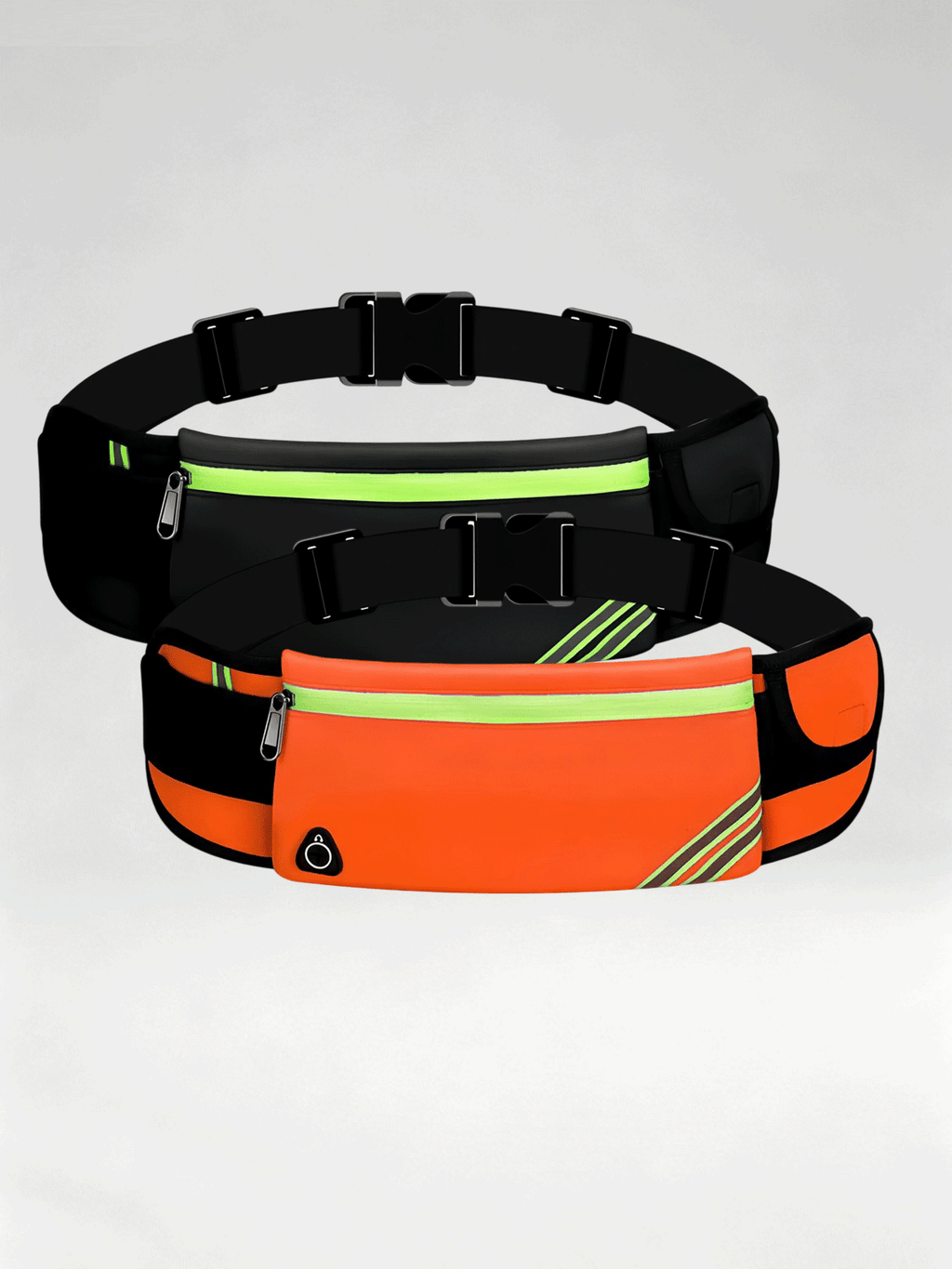 Flexvibe 2 Pack Reflective Running Waist Bag, Waterproof Phone Fanny Pack for Fitness Travel Marathon Men Women