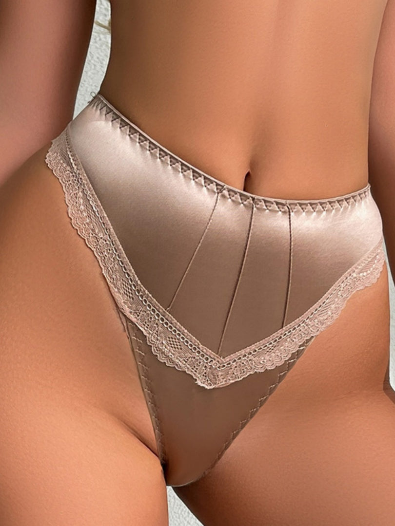 Flexvibe Women's Sexy Low-Rise Seamless Triangle Panties, Ice Silk Satin with Cotton Crotch
