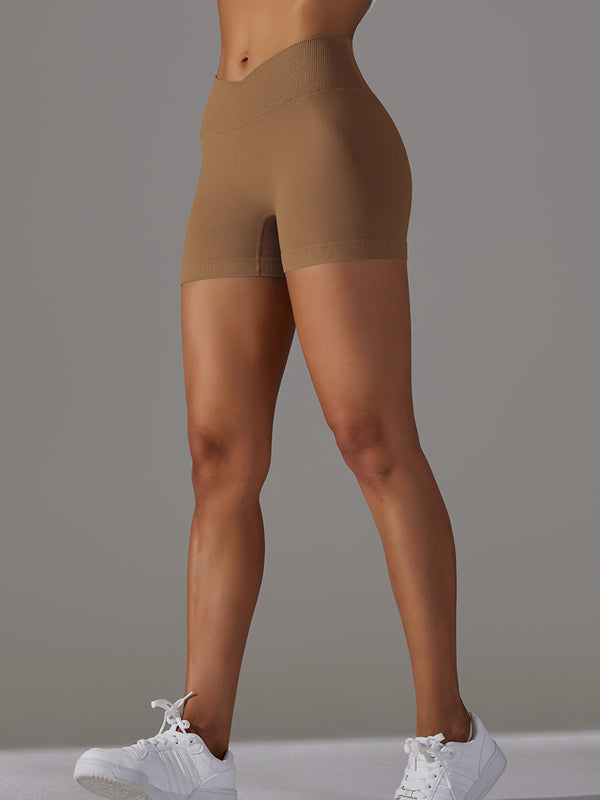 Flexvibe 3-Inch Knitted Yoga Shorts - Cross-Waist Butt Lifting Breathable Workout