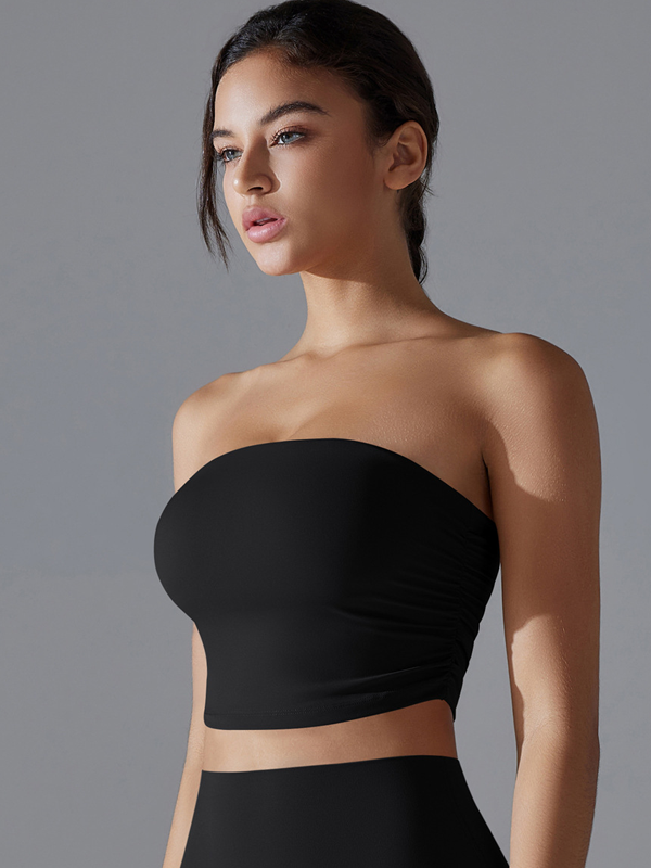 Flexvibe Strapless Ruffled Bra Anti-Slip Fixed Cup High Support Breathable