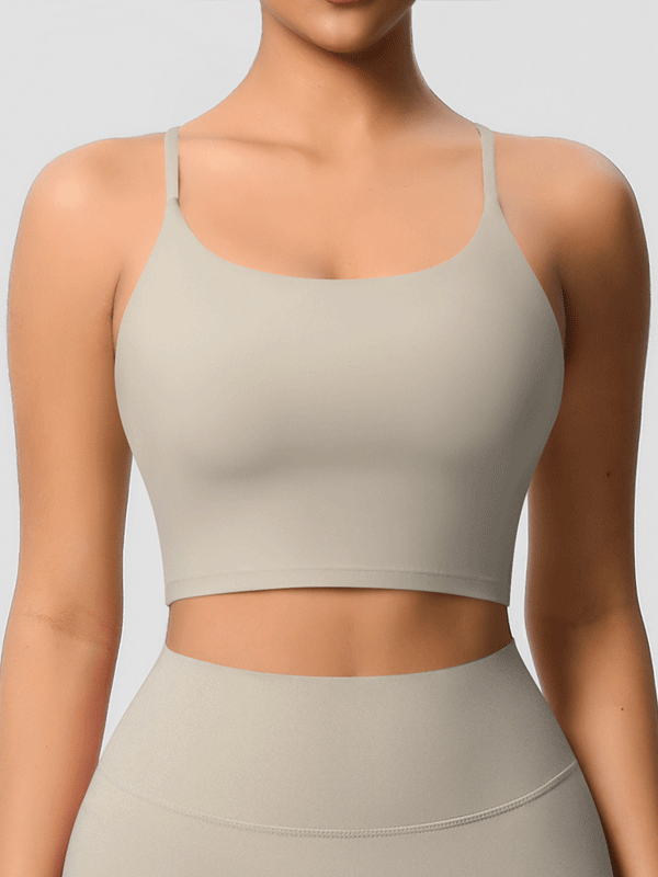 Flexvibe Double-Sided Fleece Thin-Strap Sports Bra - Abdominal Shaping Gym Yoga
