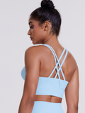 Flexvibe Brushed Cross Back Sports Bra High Support Breathable Removable Pads
