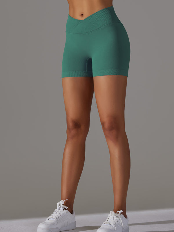 Flexvibe 3-Inch Knitted Yoga Shorts - Cross-Waist Butt Lifting Breathable Workout