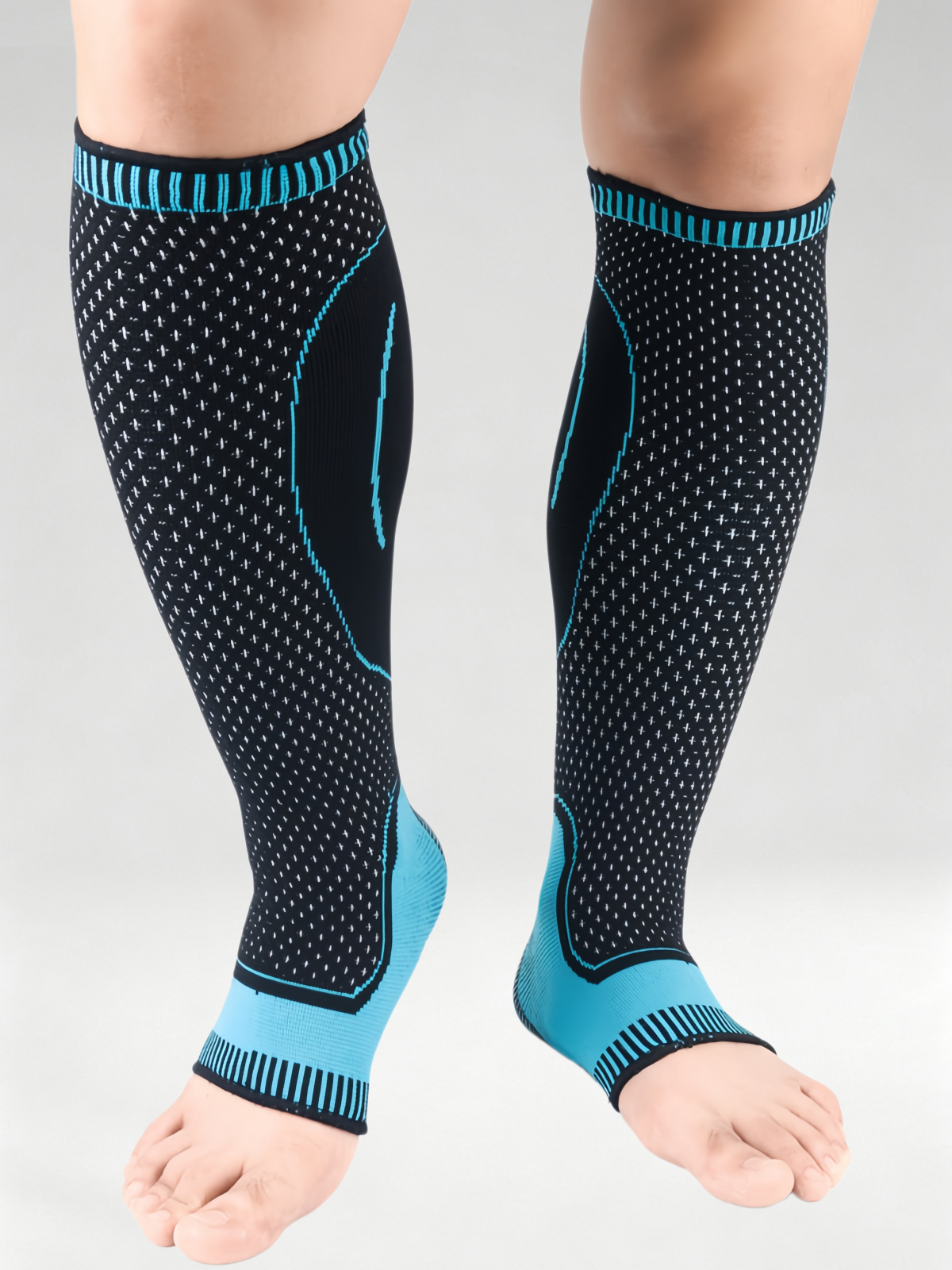 Flexvibe Knitted Calf Compression Sleeves, Anti‑Slip Silicone Sports Supports for Basketball Hiking Soccer
