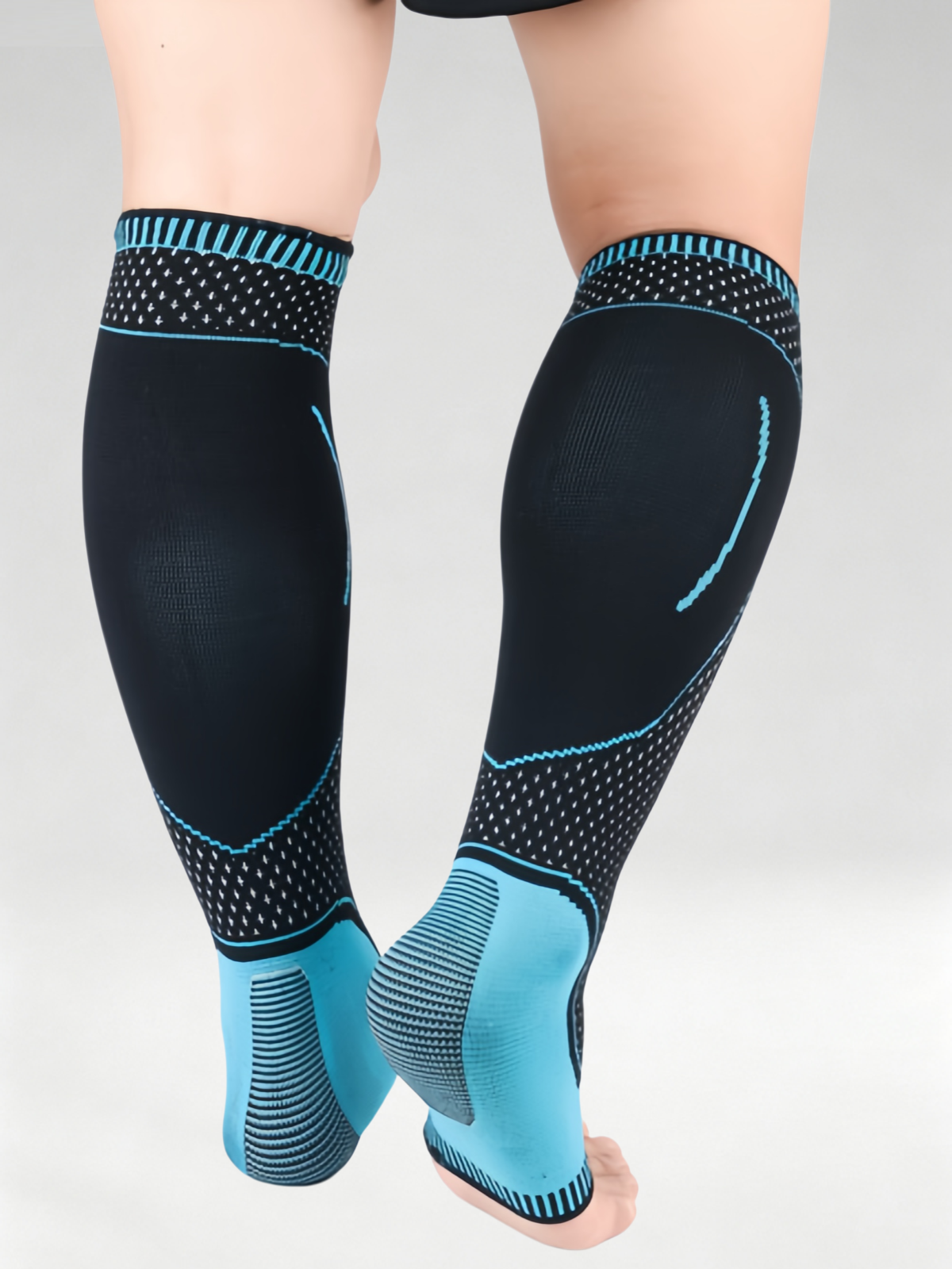 Flexvibe Knitted Calf Compression Sleeves, Anti‑Slip Silicone Sports Supports for Basketball Hiking Soccer
