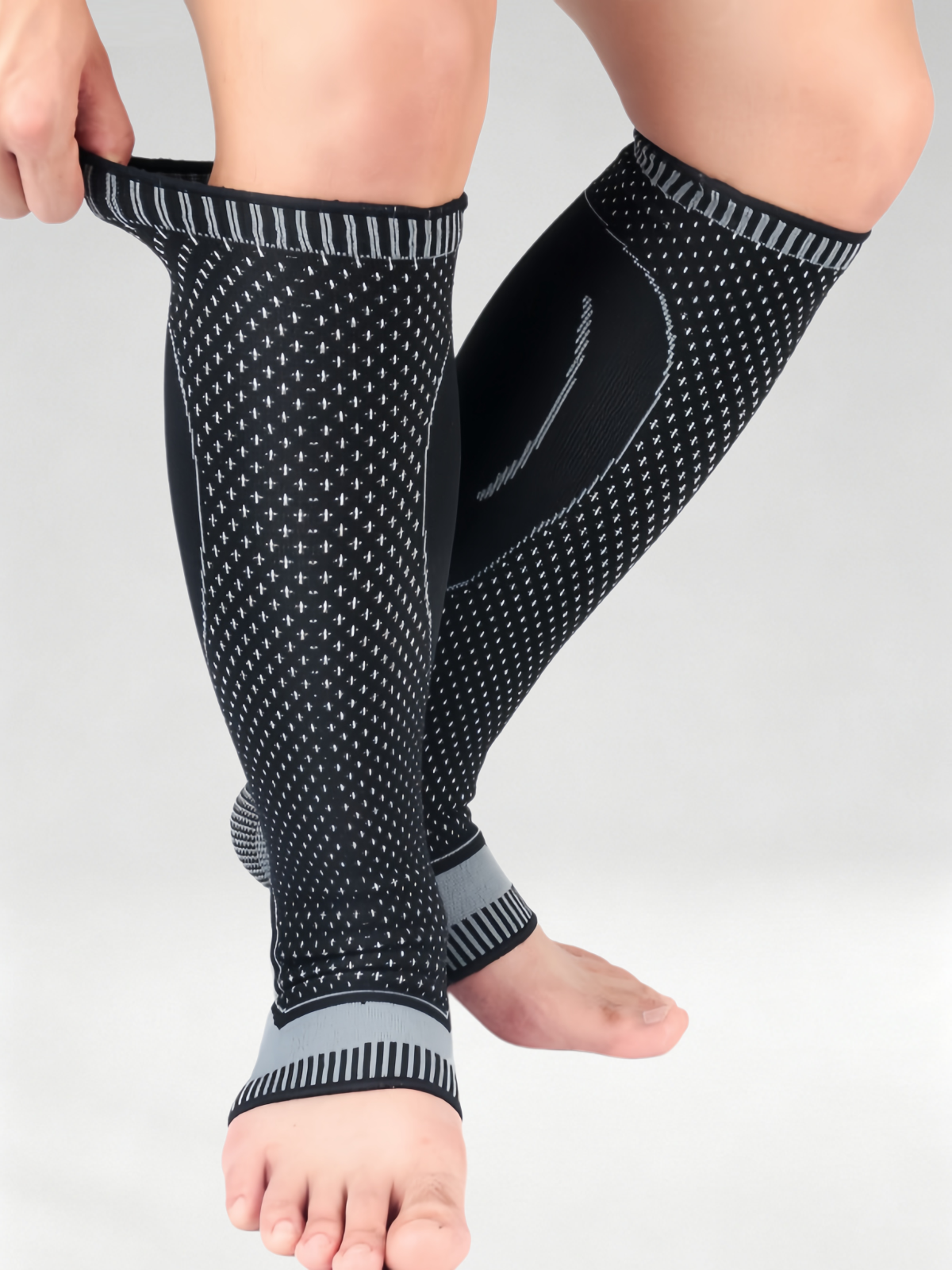 Flexvibe Knitted Calf Compression Sleeves, Anti‑Slip Silicone Sports Supports for Basketball Hiking Soccer