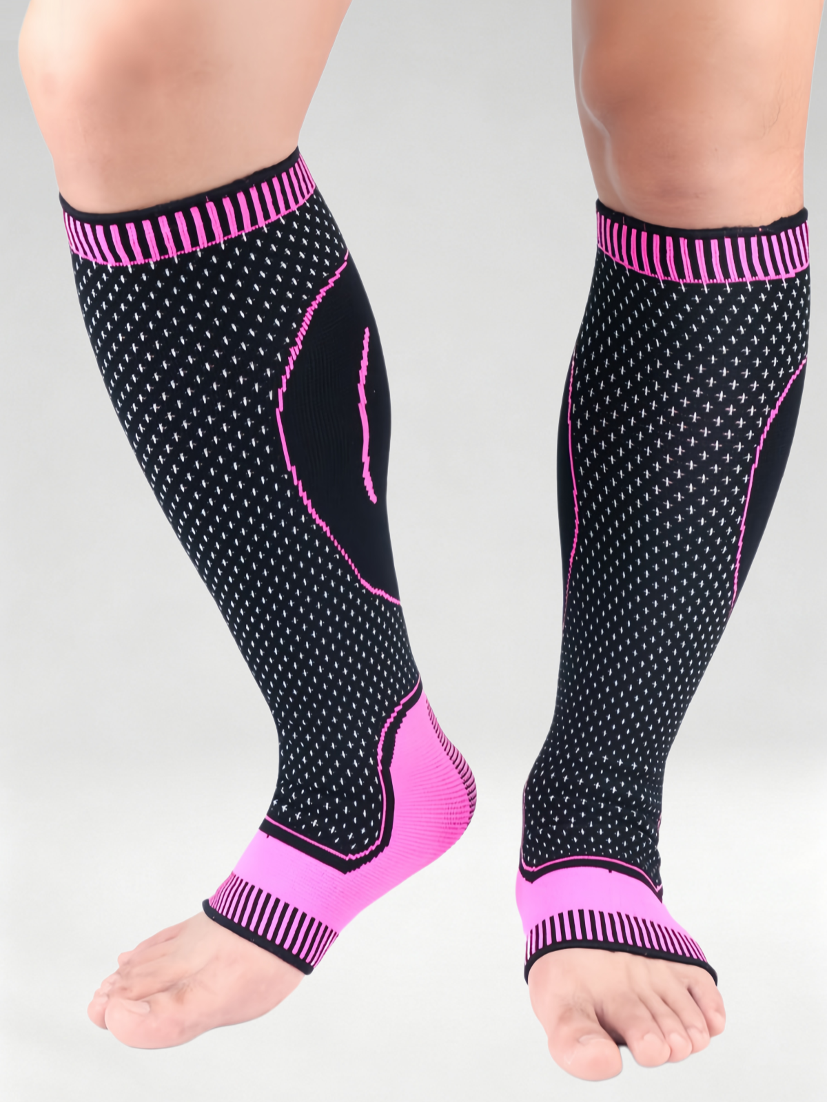 Flexvibe Knitted Calf Compression Sleeves, Anti‑Slip Silicone Sports Supports for Basketball Hiking Soccer