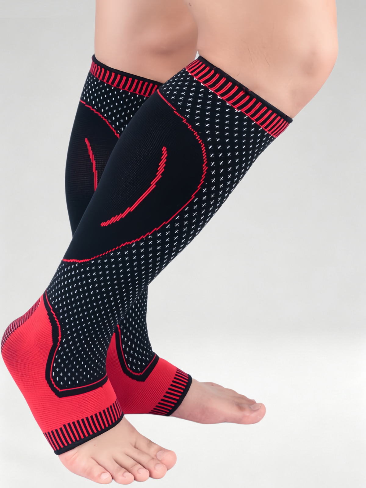 Flexvibe Knitted Calf Compression Sleeves, Anti‑Slip Silicone Sports Supports for Basketball Hiking Soccer