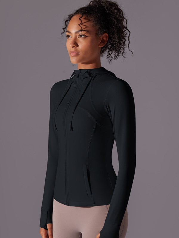 Flexvibe Zipper Pocket Hooded Sports Jacket - Breathable Slim-Fit Versatile Athletic Outerwear