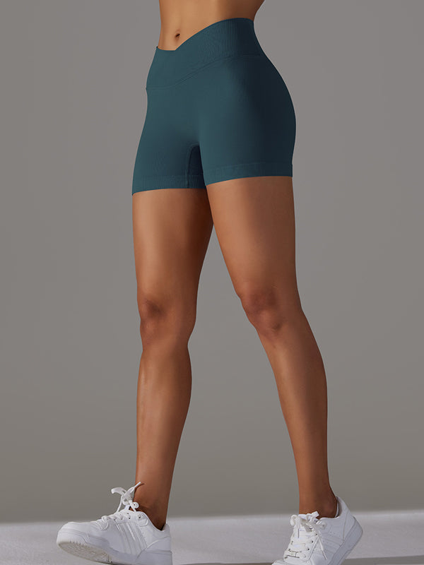 Flexvibe 3-Inch Knitted Yoga Shorts - Cross-Waist Butt Lifting Breathable Workout