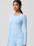 Flexvibe Double-Sided Brushed Sports Top - Tight Fit Moisture-Wicking Solid Color Long Sleeve