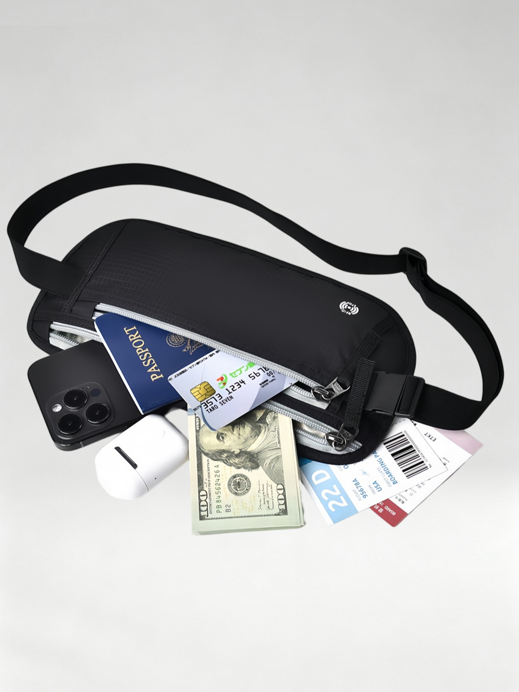 Flexvibe Anti-Scan Travel Passport Pouch, Hidden Waterproof Waist Bag for Phone & Documents
